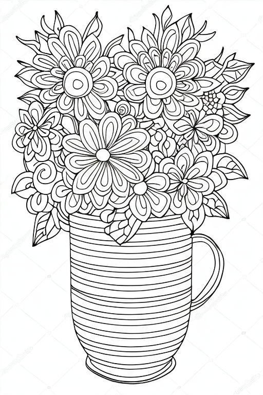 flower vase pictures to color