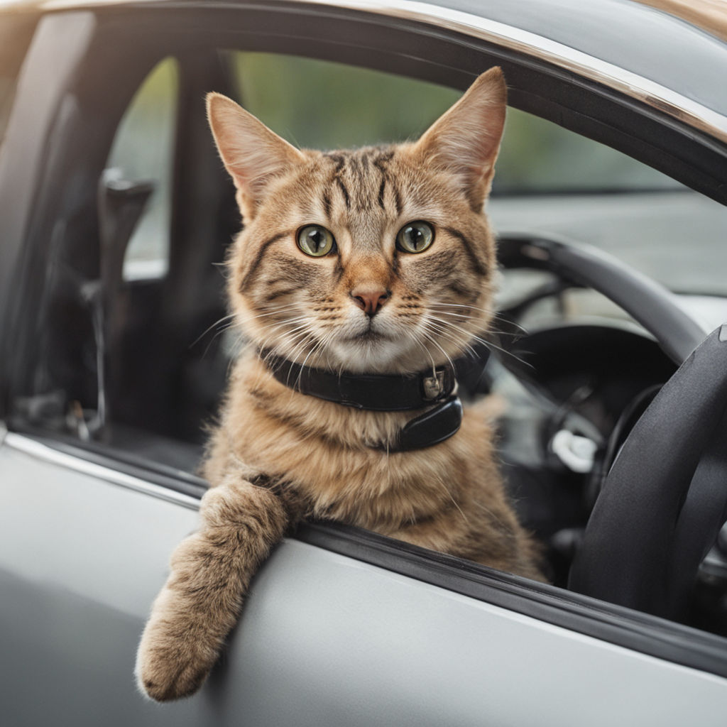 Gato Gris Con Amigo Conduce Coche Imagen de archivo - Imagen de licencia,  creativo: 213840455