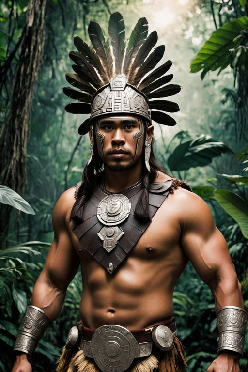 a tribal warrior in the forest, african. By Makoto