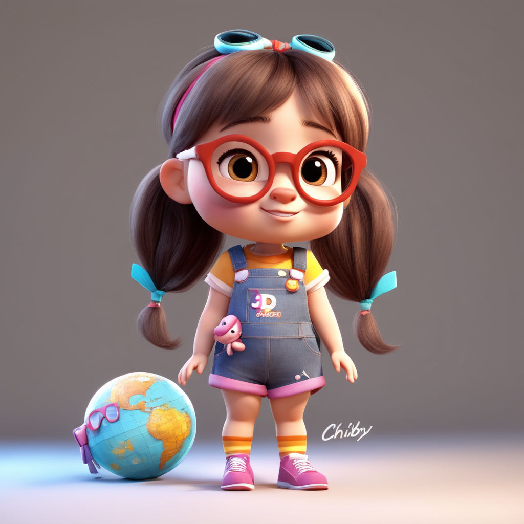 cute girl cartoon characters 3d