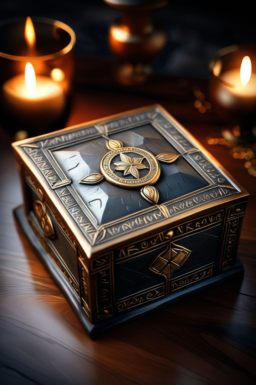 A golden treasure chest with one diamond in the chest have a lot of  treasure and a glowing bule magic stone