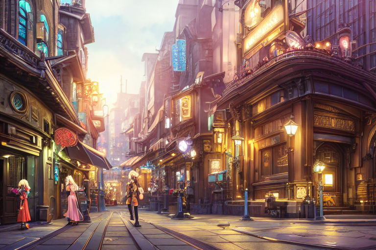 anime city street background