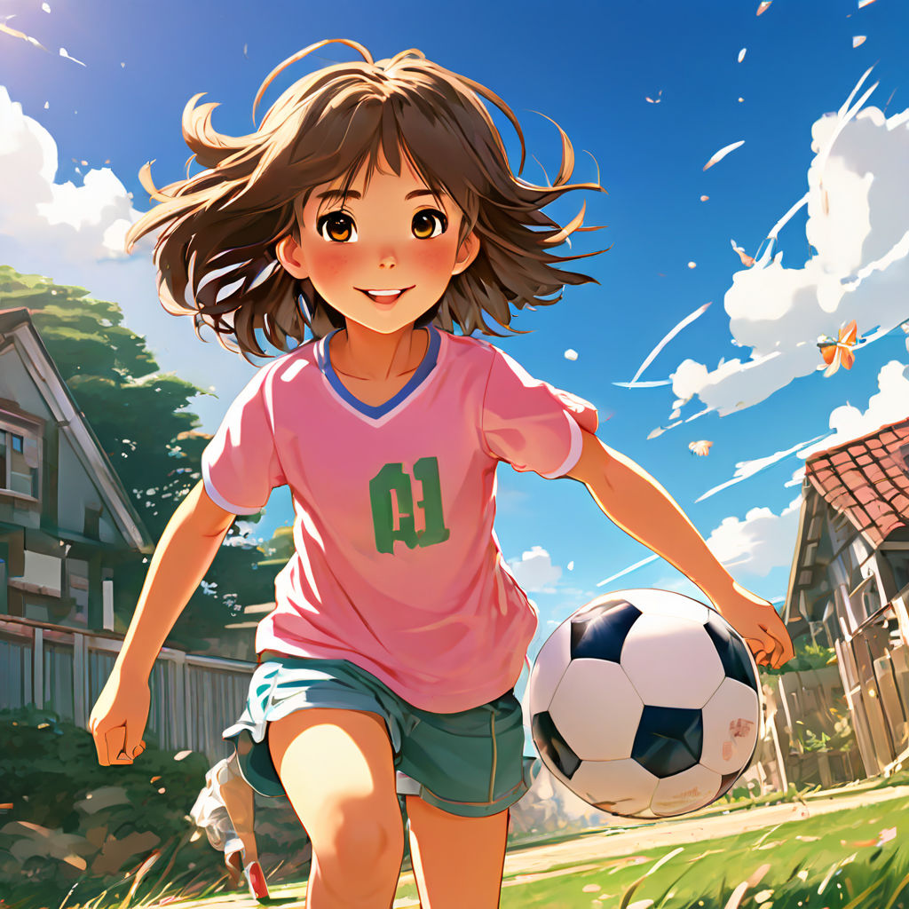 Soccer player, hot, girl, long brown hair, brown eyes, anime, big