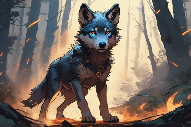 blue fire wolf pup