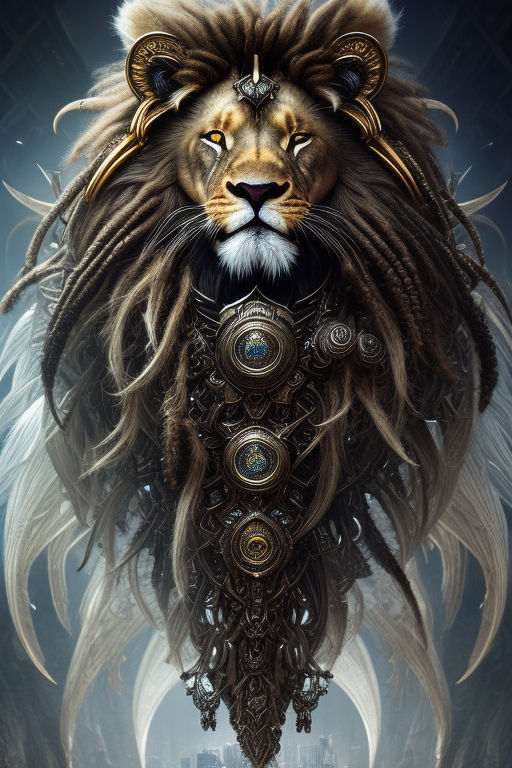 Premium Photo  Lion with dreadlocks and headphones generative ai