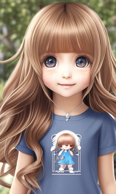 anime chibi girl with brown hair and blue eyes