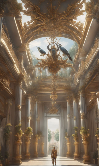 Premium AI Image  Interior of a grand palace hall Background fantasy  Conceptual art Genuine Illustration Background of video games Digitized  painting CG artwork picture of a scene Realistic Painting Picture of