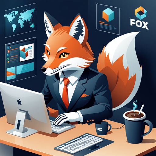 A 4K ultra hd wallpaper of a fox dressed in a computer programmer's outfit,  sitting at a desk with multiple screens and coding with expertise,  portraying a tech-savvy software developer