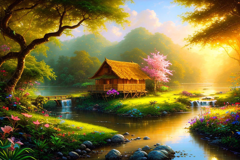 natural scenery painting wallpaper