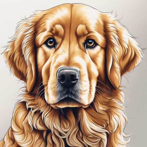 Golden Retriever Painting Design: Detailed Charcoal Drawing with Realistic  Colors Stock Illustration - Illustration of simple, charcoal: 284279008