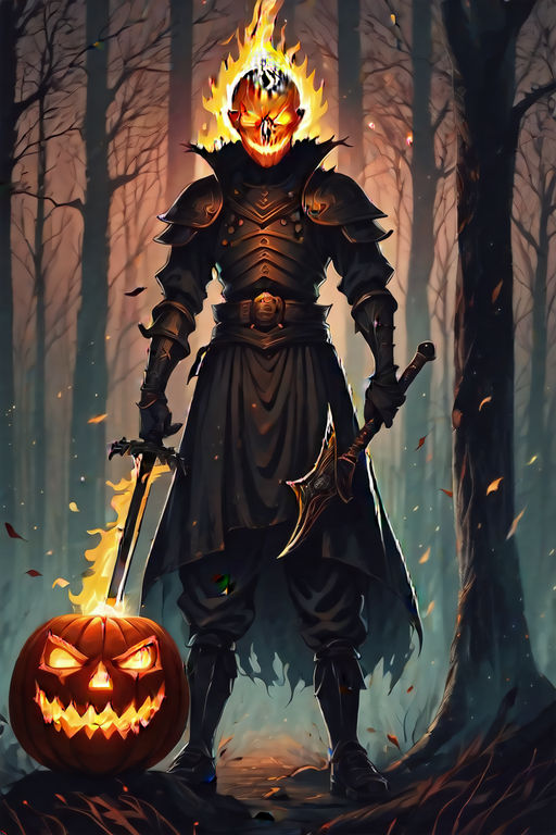 Halloween Pumpkin Curse Fire Headless Horseman