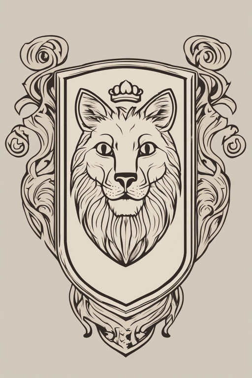 lion head with crown drawing