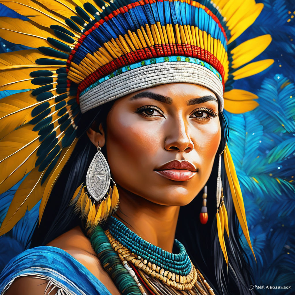 native american woman painting beautiful