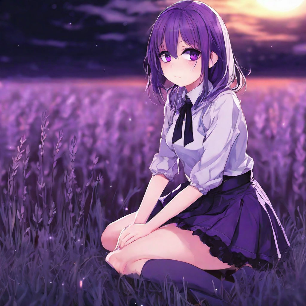 Mysterious Purple Anime Girl - adorable purple anime pfps - Image