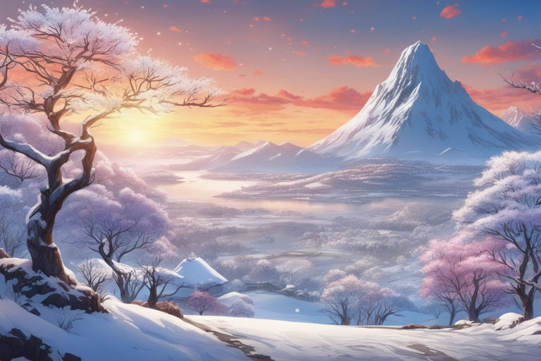 Anime character mountains background