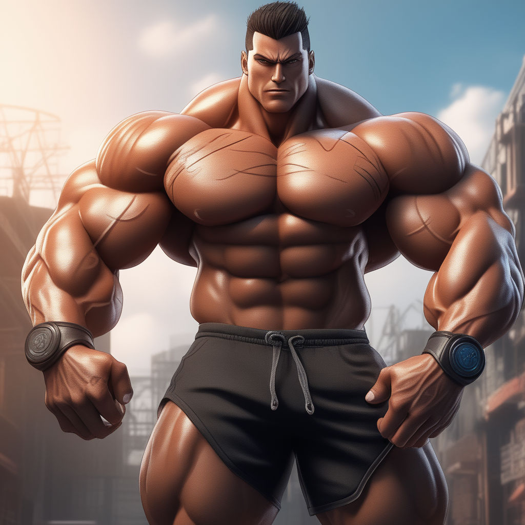 hand drawn cartoon illustration of an anime fitness muscle boy Stock  Illustration | Adobe Stock