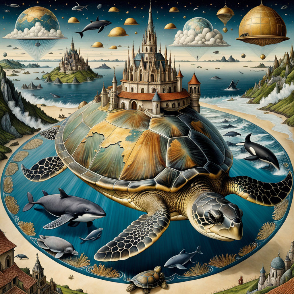 Lion Turtle/A'Tuin back piece inspiration- I want to do a cosmic turtle  back piece based on these three images but my artist has asked me for extra  reference material for inspiration. Was