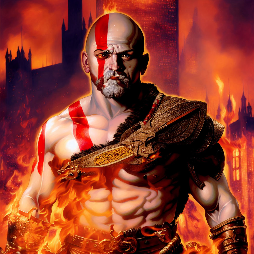 kratos is shouting in his spartan rage type - Playground