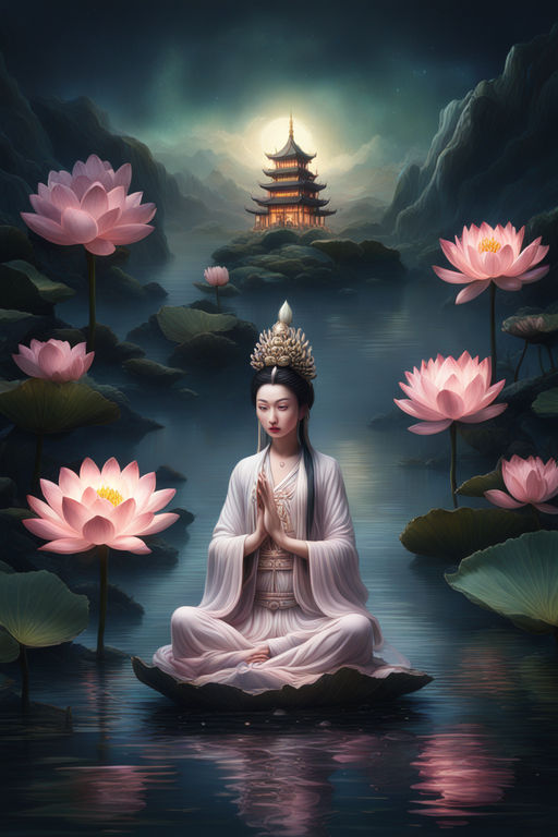 ▷ A Lotus Flower just Rose From Under Water by Zhize Lv, 2022, Painting