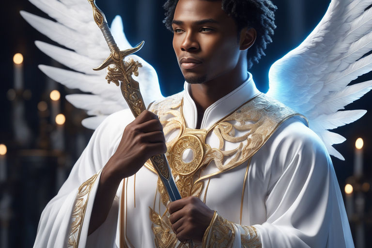 pictures of black guardian angels with wings