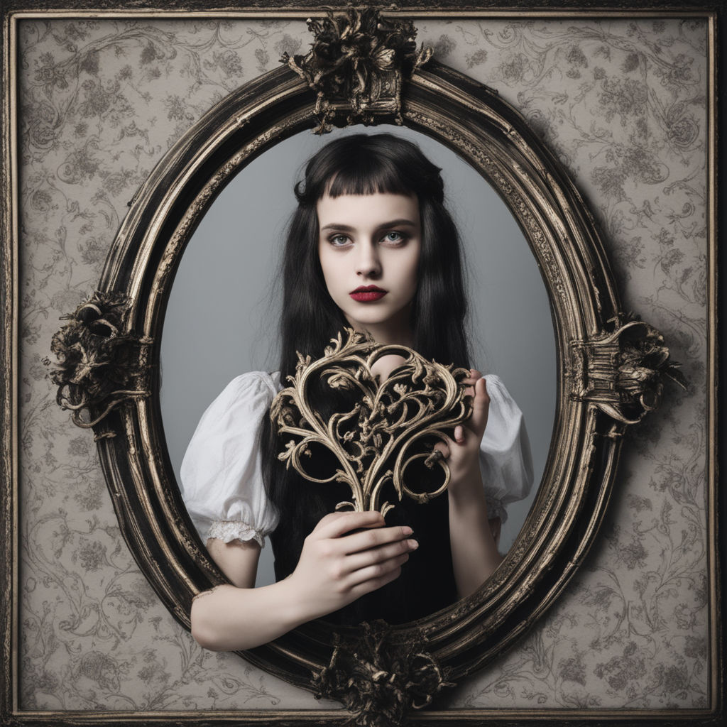 old gothic frame, goth lady in old frame. original photo by…