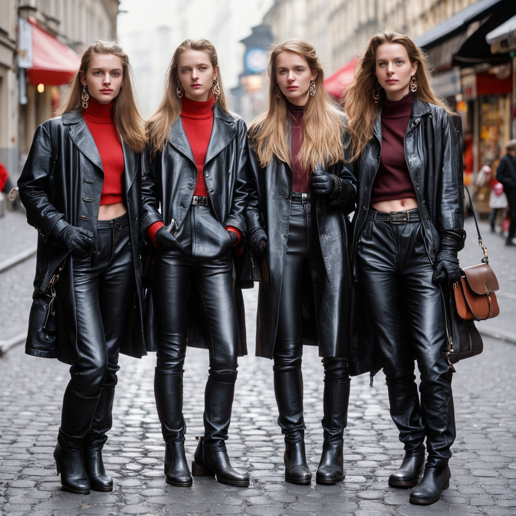 Girls wearing sales leather pants