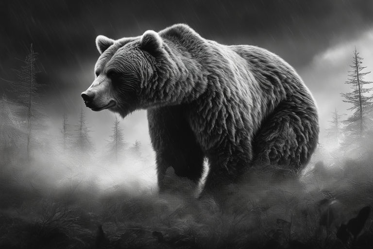 black and white grizzly bear