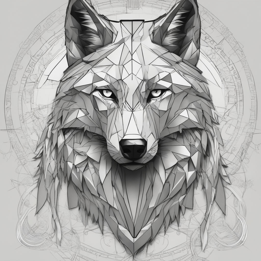 geometric wolf face tattoo