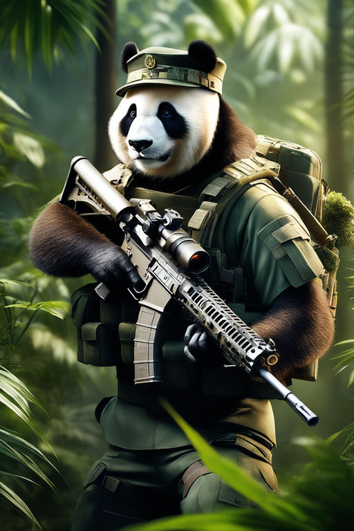 panda with machine gun