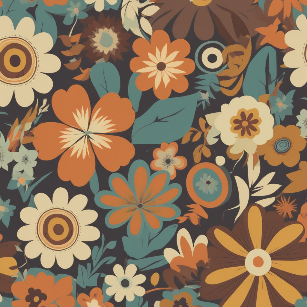 Floral Retro 70s Wallpaper Free Stock Photo - Public Domain Pictures