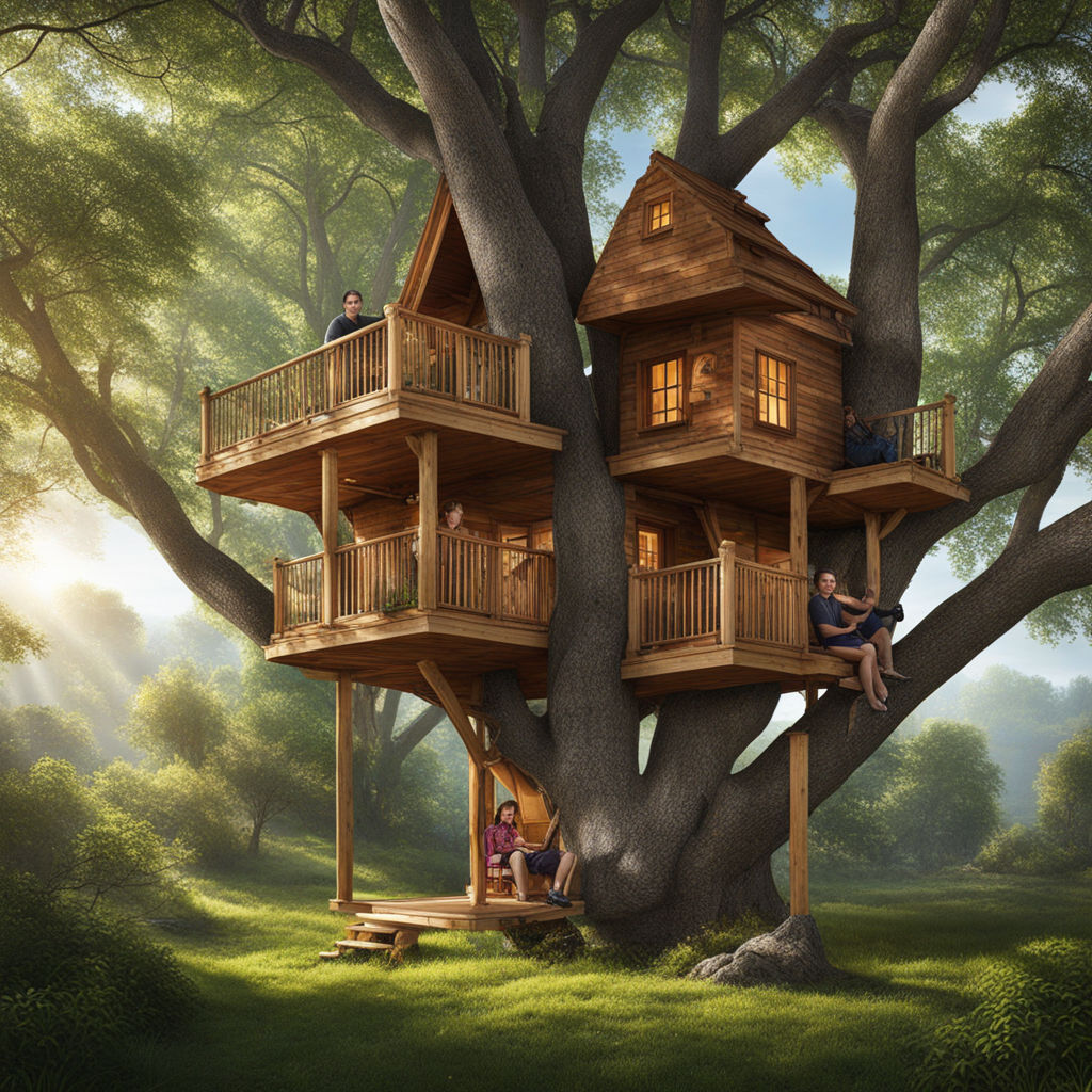 tree house cottage watercolor AI generative 24300005 PNG