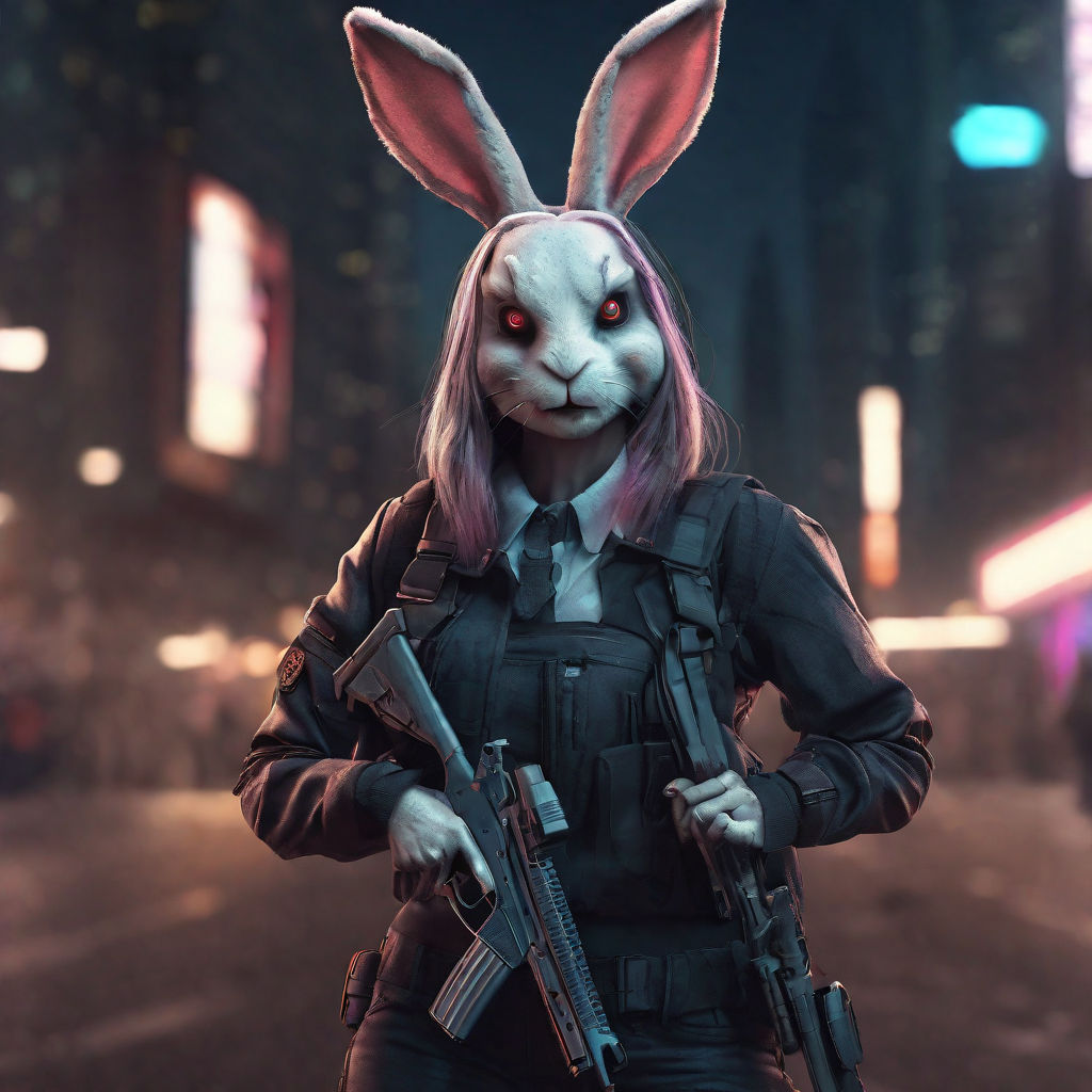 Premium AI Image  Mad rabbit with a gun and a weapons