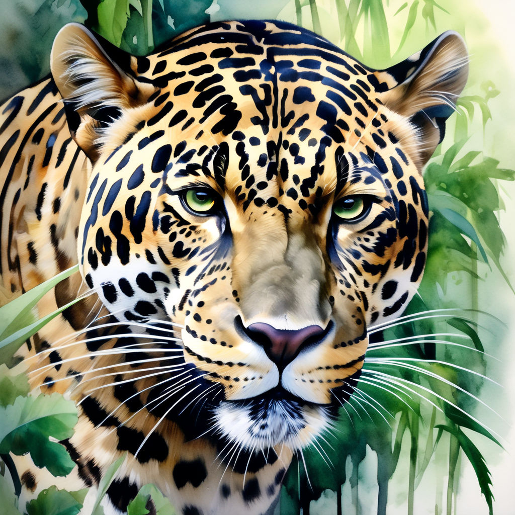 ArtStation - Leopard Animal Portrait Watercolor Painting