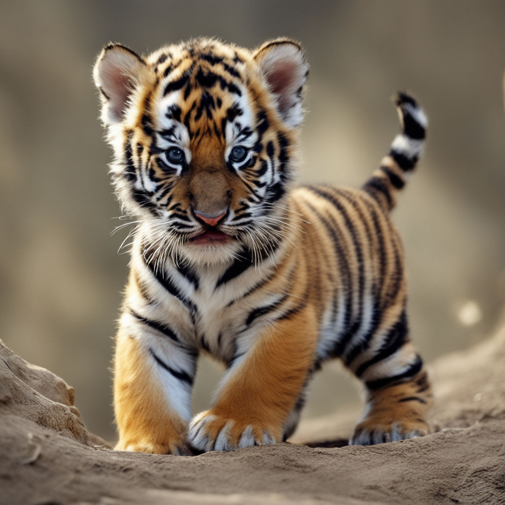 adorable cutie baby tiger with huge eyes acrtoon, hyperealistic, kawaii,  watercolor, savanah background - AI Generated Artwork - NightCafe Creator