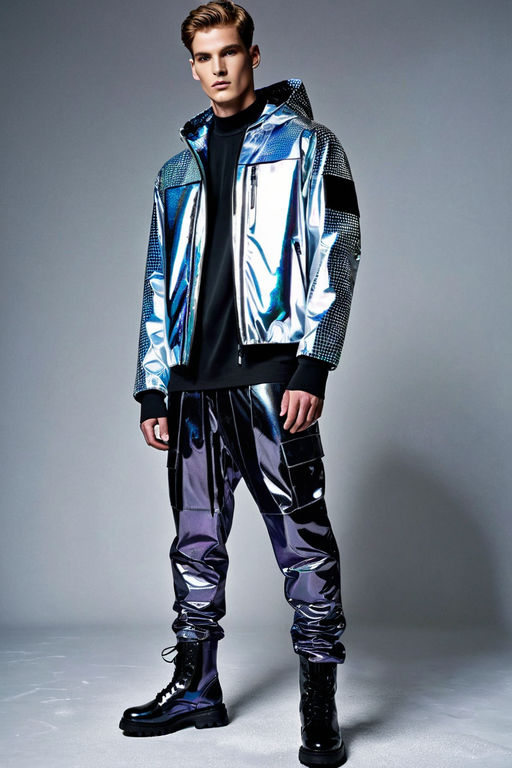 shiny pants with silvery purple details - Playground