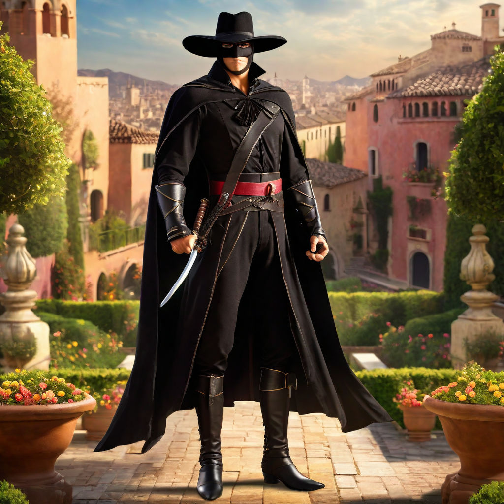 handsome man dressed like zorro - Playground