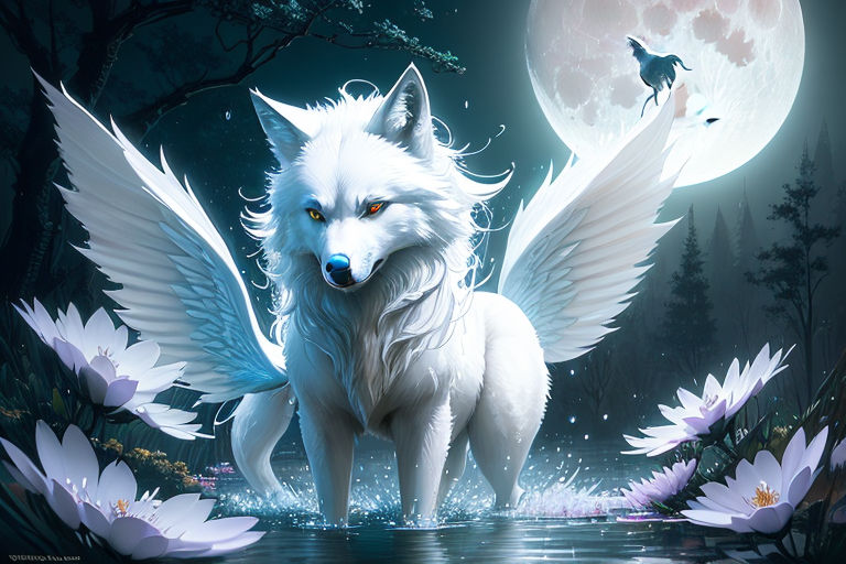 fantasy white wolf wallpaper