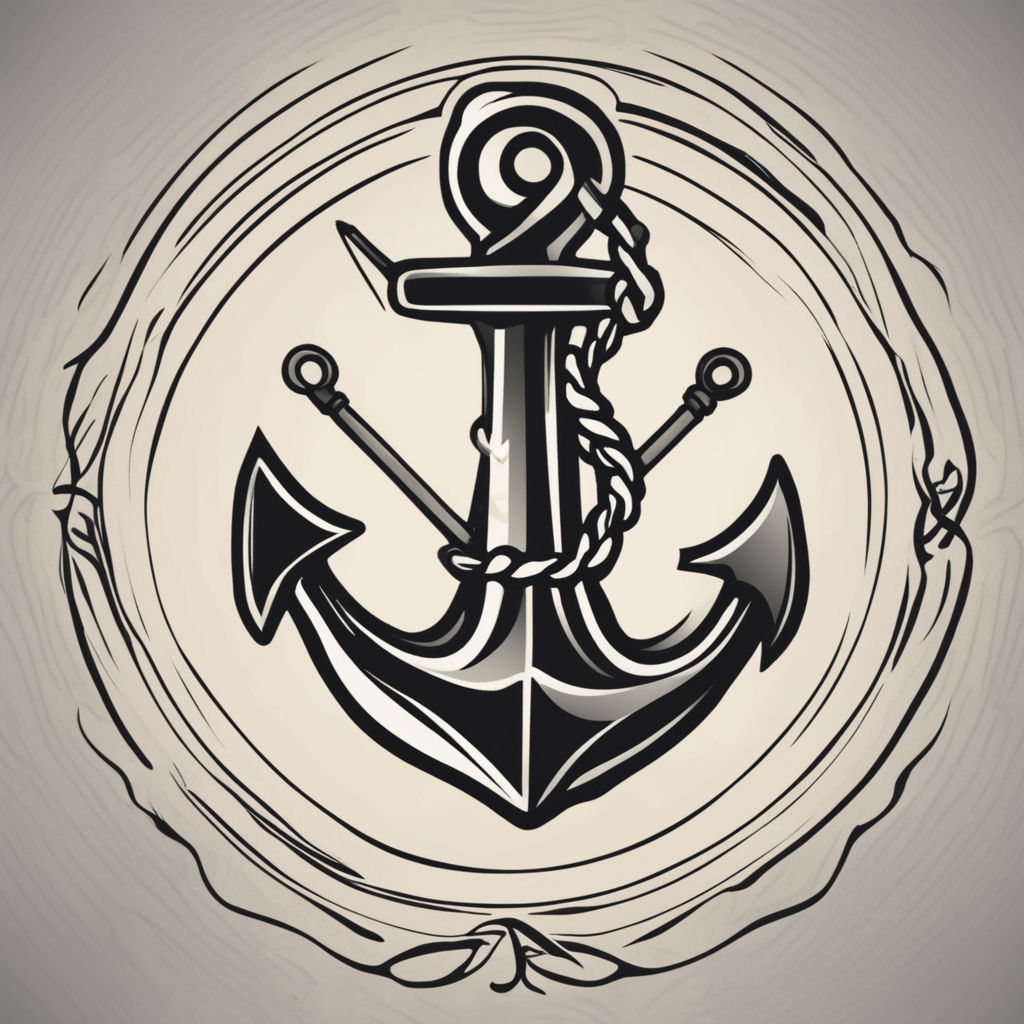 Beach Tattoo, Anchor, Rudder, Rope, Vector Stock Vector | Adobe Stock