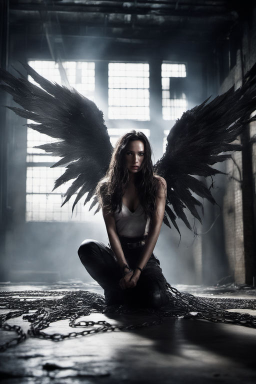 Beautiful Young Girl, she is a Black Angel of Death with a Magic Staff in  Her Hands, Barefoot Hovering in the Middle of an Stock Illustration -  Illustration of angel, girl: 214908511