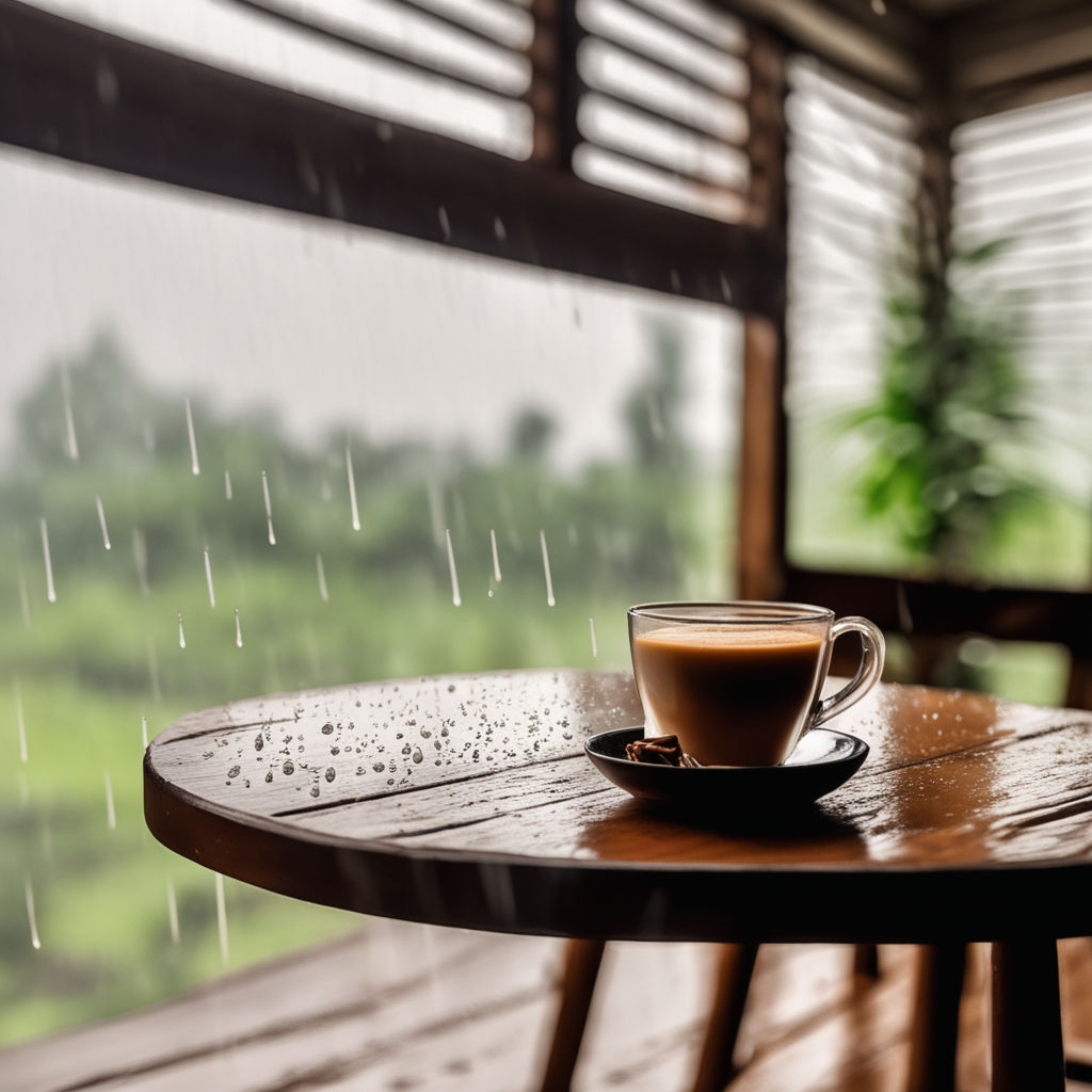 having coffee on a rainy day" - Playground