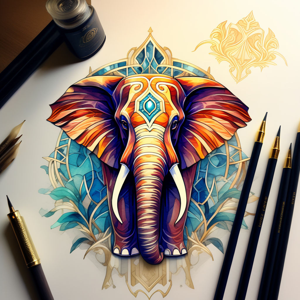 Elephant Tattoo Sketch - Nuggets Art Studio - Digital Art, Animals, Birds,  & Fish, Elephants - ArtPal