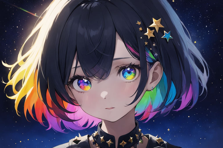 ANIME GIRL FACE WITH GALAXY IN TNE EYES - Playground