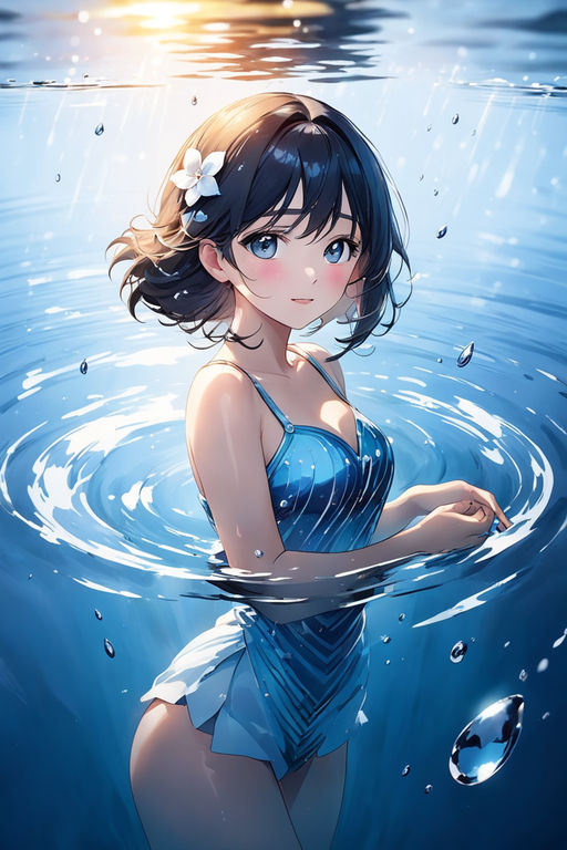 Anime full body woman water - Playground