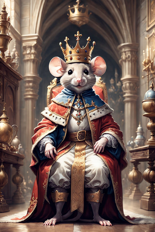 Premium Photo  Mouse or rat king with crown portrait fantasy photomontage