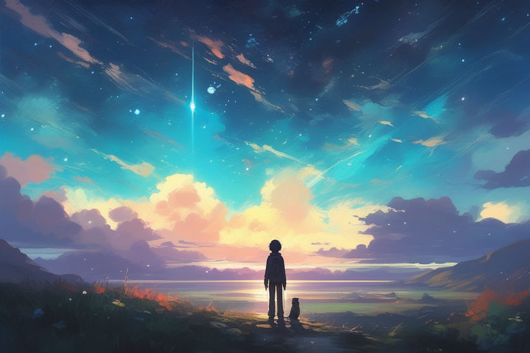 200 stars in the night sky, style of makoto shinkai studio