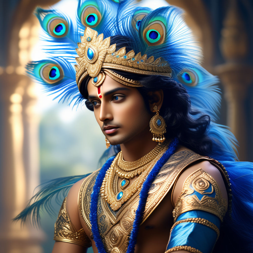 Why does Lord Krishna wear a peacock feather on his head?