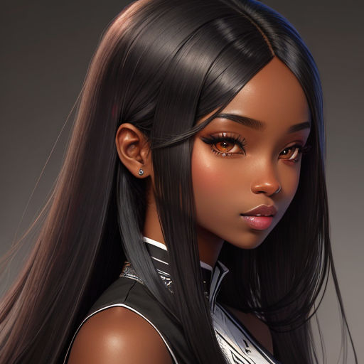 Lexica - Anime girl, dark skin, brown hair, yeux vairons, holding a rifle