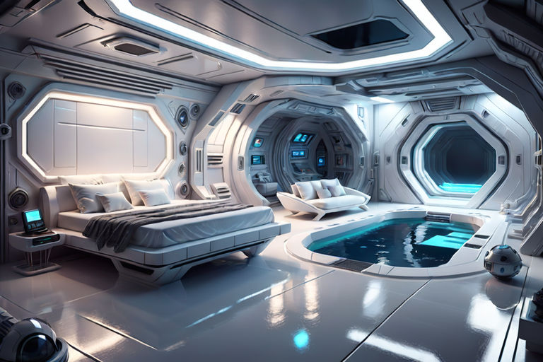 Futuristic magical modern luxury space spa interior - Playground