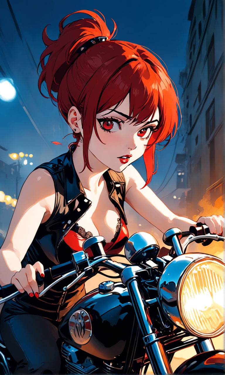 Wallpaper Blonde girl Anime female Fantasy Motorcycles 1920x1080