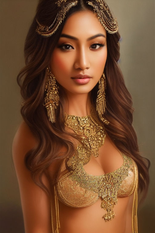 Illustration of beautiful asian Goddess wearing a slip - Playground